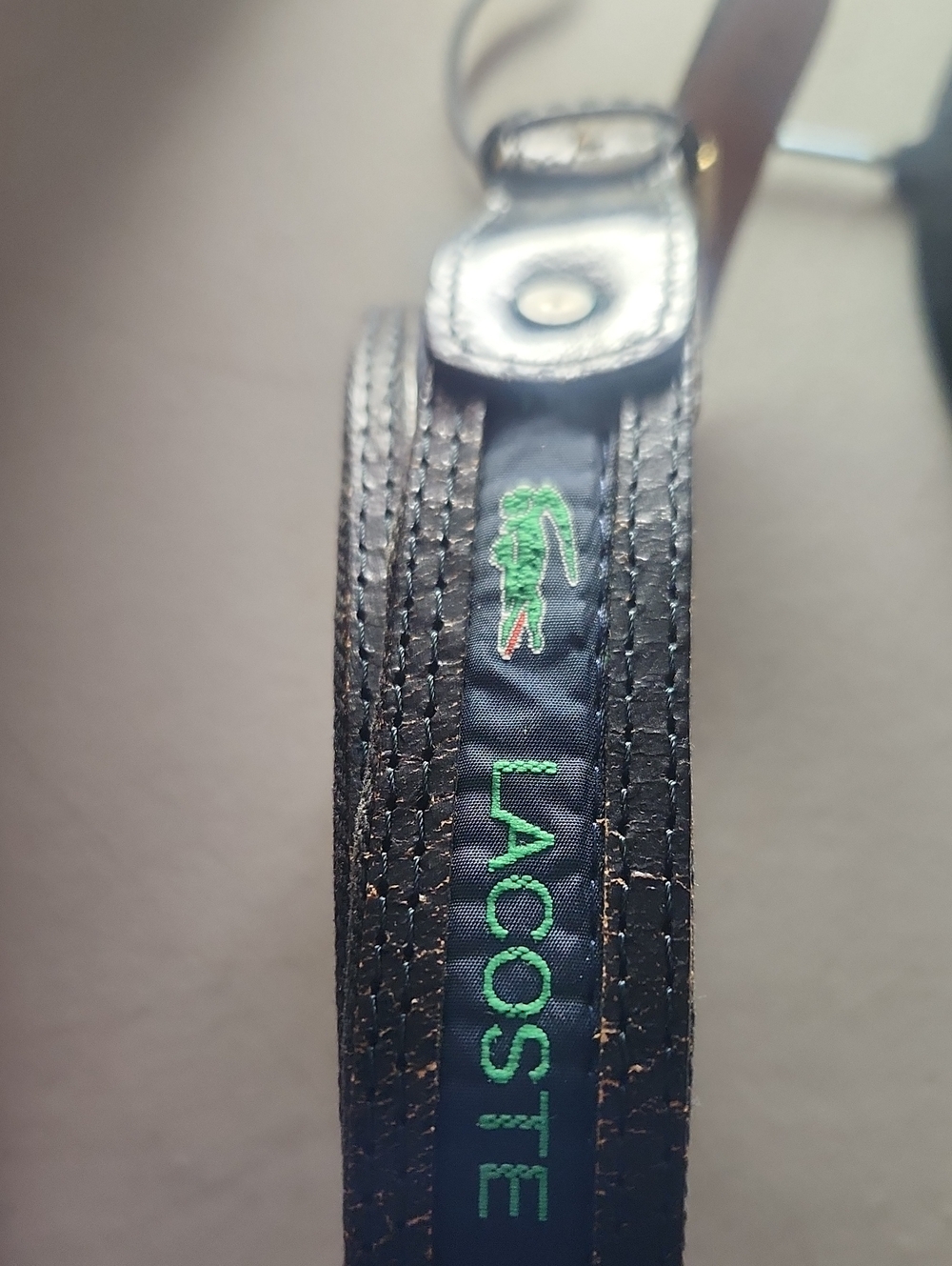 Lacoste Black Belt Bag Strap with Green Logo